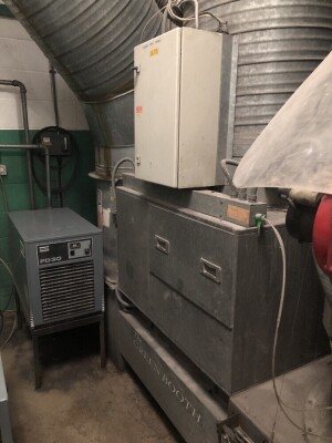 A Spraybake green spraying booth, 2.7m high, 4.2m wide, 7mt long, including a mixing room, new heat exchanger fitted 2018 at a cost of £3,985 +vat.This lot is for sale by TENDER with final bids needing be submitted by 4pm Tuesday 10th May with site cleara - 3