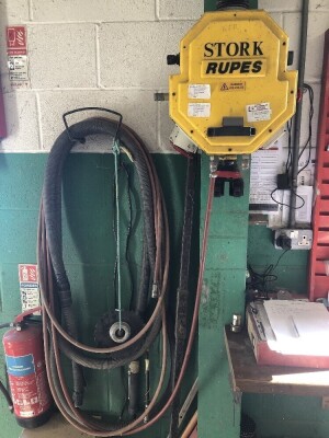 A Rupes S400E dust extractor, 3 phase, with five drops with hoses and 54m of pipe. - 2