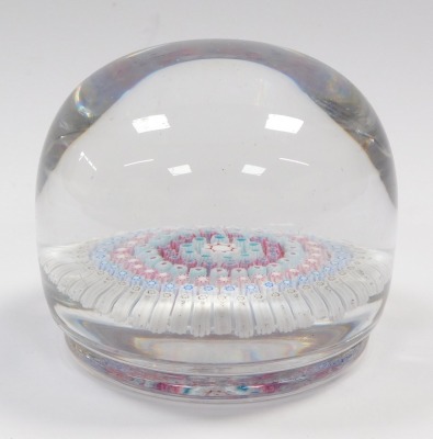 A late 19thC concentric millefiori glass paperweight, possibly Richardsons, of domed and footed form, 9cm diameter. - 3