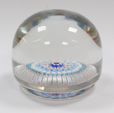 A late 19thC concentric millefiori glass paperweight, possibly Richardsons, of domed and footed form, 9cm diameter. - 3