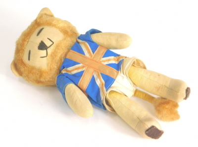 An official 1966 World Cup Willie Lion, plush jointed in Union Jack shirt, 20cm high.