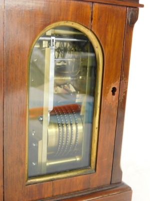 A late Georgian Vulliamy table clock, in a fruitwood case, swing handle, blind fret scroll back plate, double fusee movement striking on the hour, signed and marked London 1017, in a five part glazed case, on squat bracket feet, with key, 20cm high, 13cm - 2