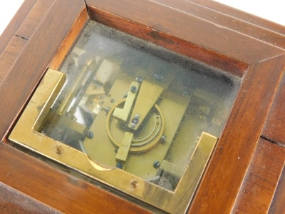 A late Georgian Vulliamy table clock, in a fruitwood case, swing handle, blind fret scroll back plate, double fusee movement striking on the hour, signed and marked London 1017, in a five part glazed case, on squat bracket feet, with key, 20cm high, 13cm - 4