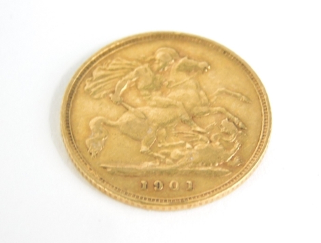 A Victorian half gold sovereign, 1901.