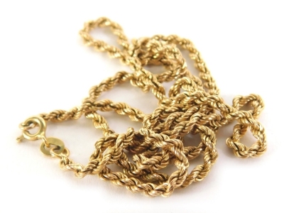 A rope twist necklace, marked 9KT, 3.7g, 50cm long.