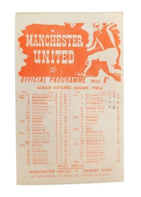 Football programme, Manchester United 1945-6 v. Accrington Stanley.