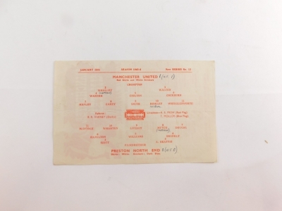 Football programme, Manchester United 1945-6 v. Preston North End. - 2