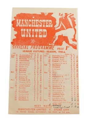 Football programme, Manchester United 1945-6 v. Manchester City May 1st.