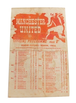 Football programme, Manchester United 1945-6 v. Burnley.