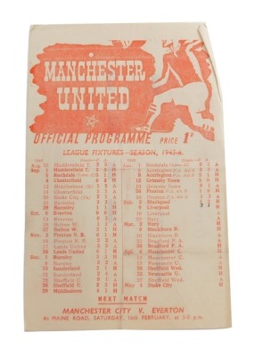 Football programme, Manchester United 1945-6 v. Liverpool.