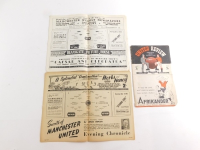 Football programmes, Manchester United Review 1946-7 v. Chelsea, v. Manchester City plus front cover (3). - 2