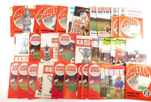 Football programmes, to include Manchester United v. B.S.C. Young Boys 1958, United Review programmes, including 1969-70 season, 1971, 1979-80 plus single sheet Manchester United Youth v. Sheffield United Youth 1970, football league reviews (approx 52 ite