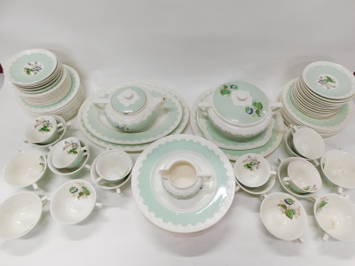 A comprehensive Wedgwood Corinthian Hampton Court pattern dinner service, to include serving plates, 38cm wide, soup tureens, teapot, soup bowls, plates, side plates, etc., printed marks beneath, with other items. (a quantity) - 2