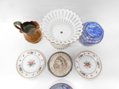 Various china, Adams commemorative bowl, 1880-1888, 17cm diameter, (AF) Queen Victoria jubilee tea pot stand, centre piece, copper lustre jug, etc. (a quantity) - 2