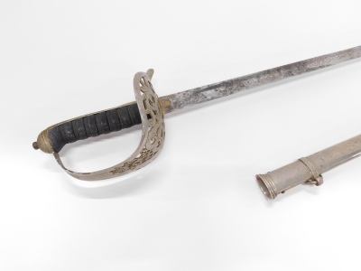 A dress sword, the blade marked Hawkes & Co Piccadilly London, with shaped handle, pierced guard and plain scabbard, 100cm long. - 2