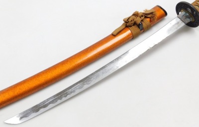 A modern Japanese Samurai sword, with cast alloy subha tsuba and simulated shark skin handle, 106cm long, and a similar matching smaller example, 70cm long. - 8