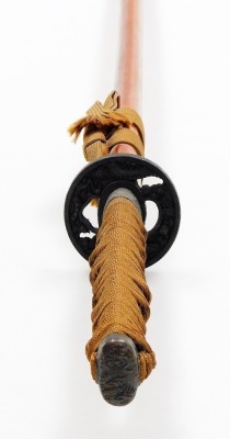A modern Japanese Samurai sword, with cast alloy subha tsuba and simulated shark skin handle, 106cm long, and a similar matching smaller example, 70cm long. - 9