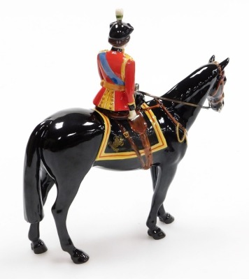 A Beswick 'Trooping The Colour' porcelain figure group, of Her Majesty The Queen on a Burmese horse, modelled by Amanda Hughes Lubeck, limited edition number 263/500, produced exclusively for Sinclairs, 25cm high, boxed with certificate. - 2