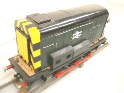 A 5" gauge kit built electric shunter in British Rail livery