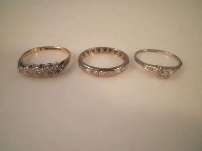 Three diamond set rings