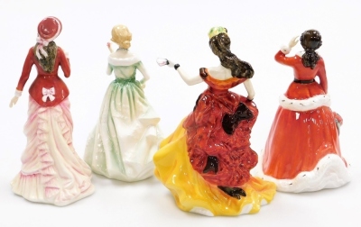 Four Royal Doulton porcelain figures, comprising Sally HN3383, Grace HN3699, Winters Day HN3769 and Belle HN3703. - 2