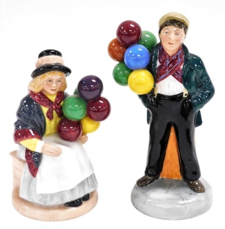 Two Royal Doulton porcelain figures, comprising Balloon Girl HN2818 and Balloon Boy HN2934.