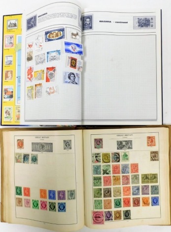 Philately: Two stamp albums, containing world stamps for Barbados, Austria, Holland, Great Britain, Germany, French Colonies, etc.