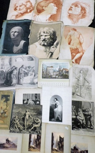 Various 19thC and other engravings, to include Courtyard Of Jupiter, 51cm x 39cm, engravings to Thomas Morgan Bart, 36cm x 23cm, etc. (a quantity)