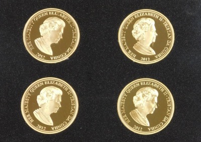 A Queen Elizabeth II Diamond Jubilee photographic four coin set, in copper with 24ct gold plating, in fitted case, and a similar part set titled the Jubilee Monarch. - 3