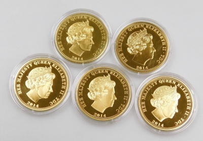 A Queen Elizabeth II Diamond Jubilee photographic four coin set, in copper with 24ct gold plating, in fitted case, and a similar part set titled the Jubilee Monarch. - 5