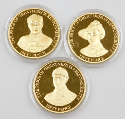 A Winston Churchill gold plated six coin set, with certificate and original packaging. - 2