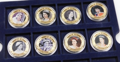 A group of gold coloured Royal commemorative medallions, for the Queen Elizabeth II Coronation 60 years Anniversary, incomplete, boxed. - 2