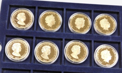 A group of gold coloured Royal commemorative medallions, for the Queen Elizabeth II Coronation 60 years Anniversary, incomplete, boxed. - 3