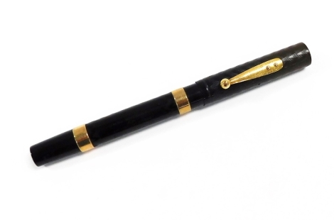 A Waterman's fountain pen, with two 9ct gold collars, and an Ideal clip-cap, number 456346, London 1922.