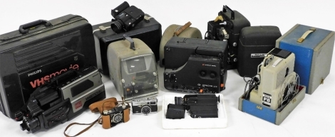 An Agfa Sonector LS2 Supereight sound projector, GB Equipment transformer type number 243, and further camera equipment, some cased. (7)