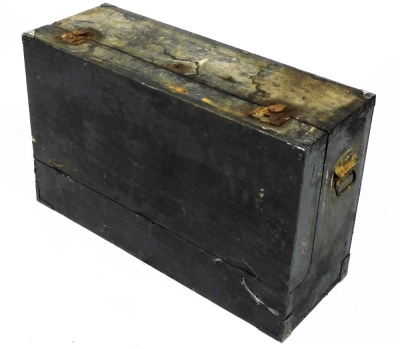 A carpenter's tool chest, with a drop down front opening to reveal three drawers, and contents of moulding planes and other tools, 81cm wide. - 4