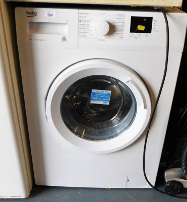 A Beko 7kg washing machine, WTB740E1W. Buyer Note: WARNING! This lot contains untested or unsafe electrical items. It is supplied for scrap or reconditioning only. TRADE ONLY