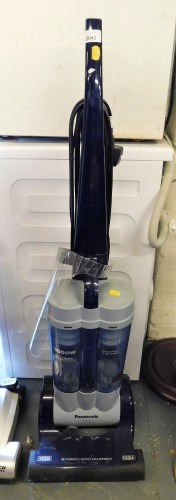 A Panasonic ultra lightweight upright vacuum cleaner.