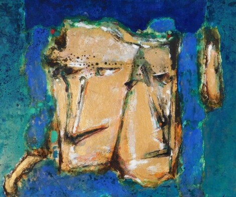 20thC School. Power Of Heads, Cook Islands, oil on canvas, indistinctively signed, 48cm x 72cm.