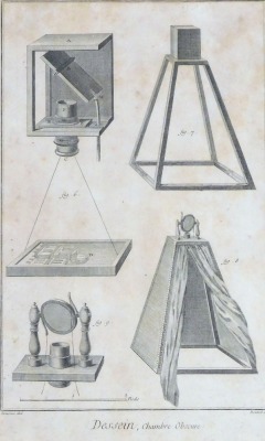 After Goussier, Dessein. Instruments, 38cm x 21cm, and Chambre Obscure, engravings by Benard. (3) - 4