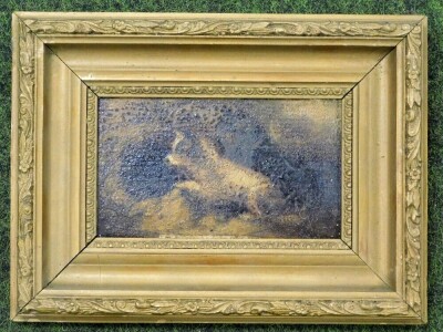 Manner of Morland. Terrier ratting, oil on board, unsigned, 13cm x 18cm. - 2