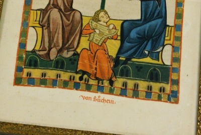 Von Buchern. Old Master illuminated manuscript, print, 25cm x 17cm. - 3