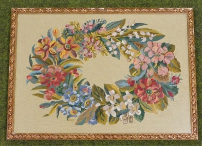 Troughton Roberts (20thC). Flowers, tapestry, attributed verso, 56cm x 106cm. - 2