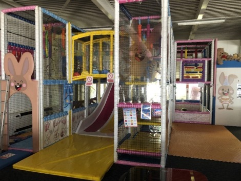 A soft play area, incorporating various pits, slides, etc., covering an area of the main block 4.1m x 8.75m, plus the area to the right as seen in illustration. NB. This lot is available for collection by appointment in Orton Southgate, Peterborough Fo