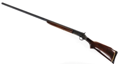 A single barrel 12 bore shotgun by Harrington & Richardson Inc, USA, model 176, patent no. 3988848, serial no. AU543012, barrel 92cm. NB. A current valid Registered Firearms Dealer Certificate will be required to view and bid for this lot. For Sale by T