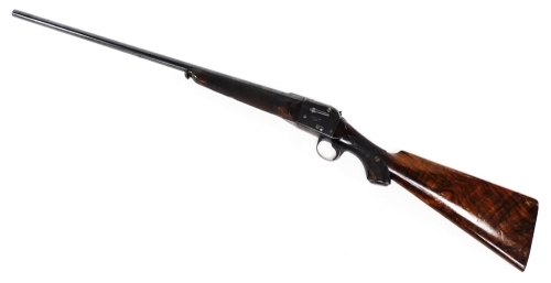 A late 19thC Fields patent single barrel 20 bore shot gun, with breach loading action, no. 1927, circa 1877, of figured walnut stock, barrel 64.5cm. (AF) NB. A current valid Registered Firearms Dealer Certificate will be required to view and bid for thi