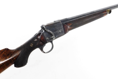 A late 19thC Fields patent single barrel 20 bore shot gun, with breach loading action, no. 1927, circa 1877, of figured walnut stock, barrel 64.5cm. (AF) NB. A current valid Registered Firearms Dealer Certificate will be required to view and bid for thi - 2