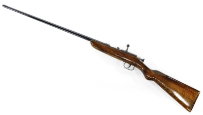 A single barrel 4.10 bore bolt action shotgun by Webley & Scott Ltd Birmingham, patent no. 722520, barrel 65cm. NB. A current valid Registered Firearms Dealer Certificate will be required to view and bid for this lot. For Sale by TENDER - Final bids to be