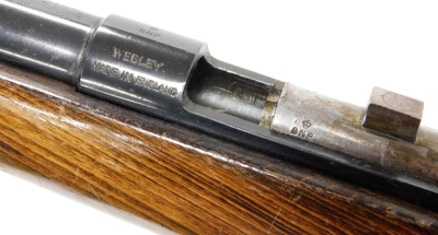 A single barrel 4.10 bore bolt action shotgun by Webley & Scott Ltd Birmingham, patent no. 722520, barrel 65cm. NB. A current valid Registered Firearms Dealer Certificate will be required to view and bid for this lot. For Sale by TENDER - Final bids to be - 5