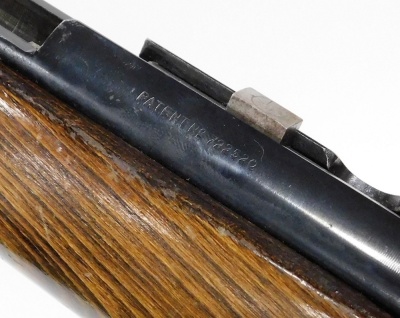 A single barrel 4.10 bore bolt action shotgun by Webley & Scott Ltd Birmingham, patent no. 722520, barrel 65cm. NB. A current valid Registered Firearms Dealer Certificate will be required to view and bid for this lot. For Sale by TENDER - Final bids to be - 8